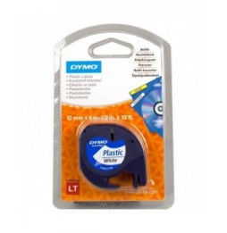 cinta rotuladora adhesiva de plastico dymo 91221 para letratag 12mm x 4m negrablanca