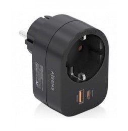 enchufe aisens asps1a1c07bk 1 toma de corriente 1 usb tipoc pd 1 usb negro
