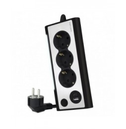 regleta con interruptor nanocable 10370013bk 3 tomas de corriente 1 usb 1 usb tipo c cable 15m negro