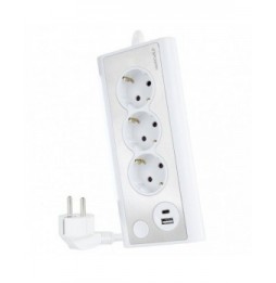 regleta con interruptor nanocable 10370013w 3 tomas de corriente 1 usb 1 usb tipoc cable 15m blanca