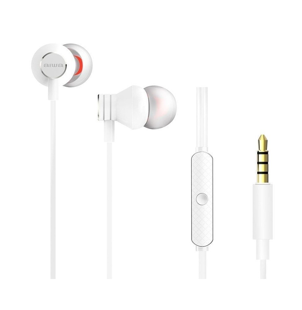 auriculares intrauditivos aiwa estm50wt con microfono jack 35 blancos