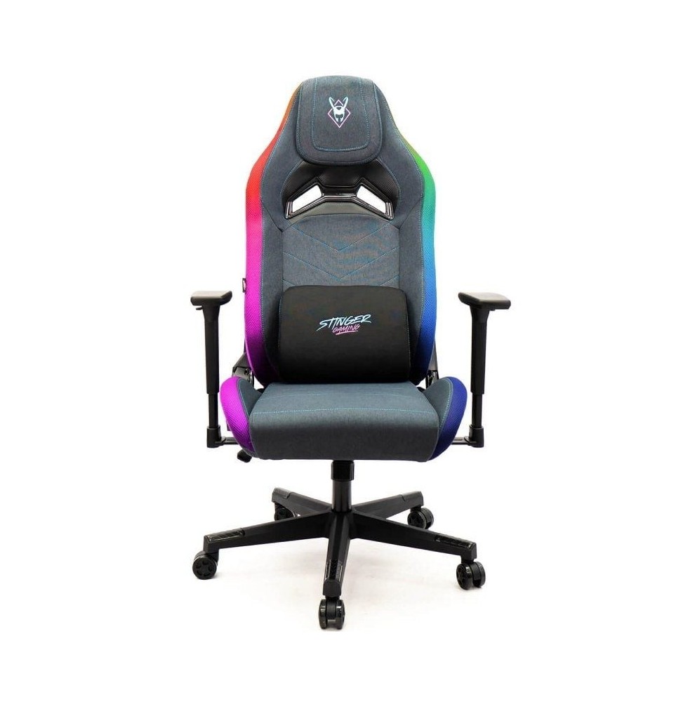 silla gaming woxter stinger station elite luces led azul y rosa
