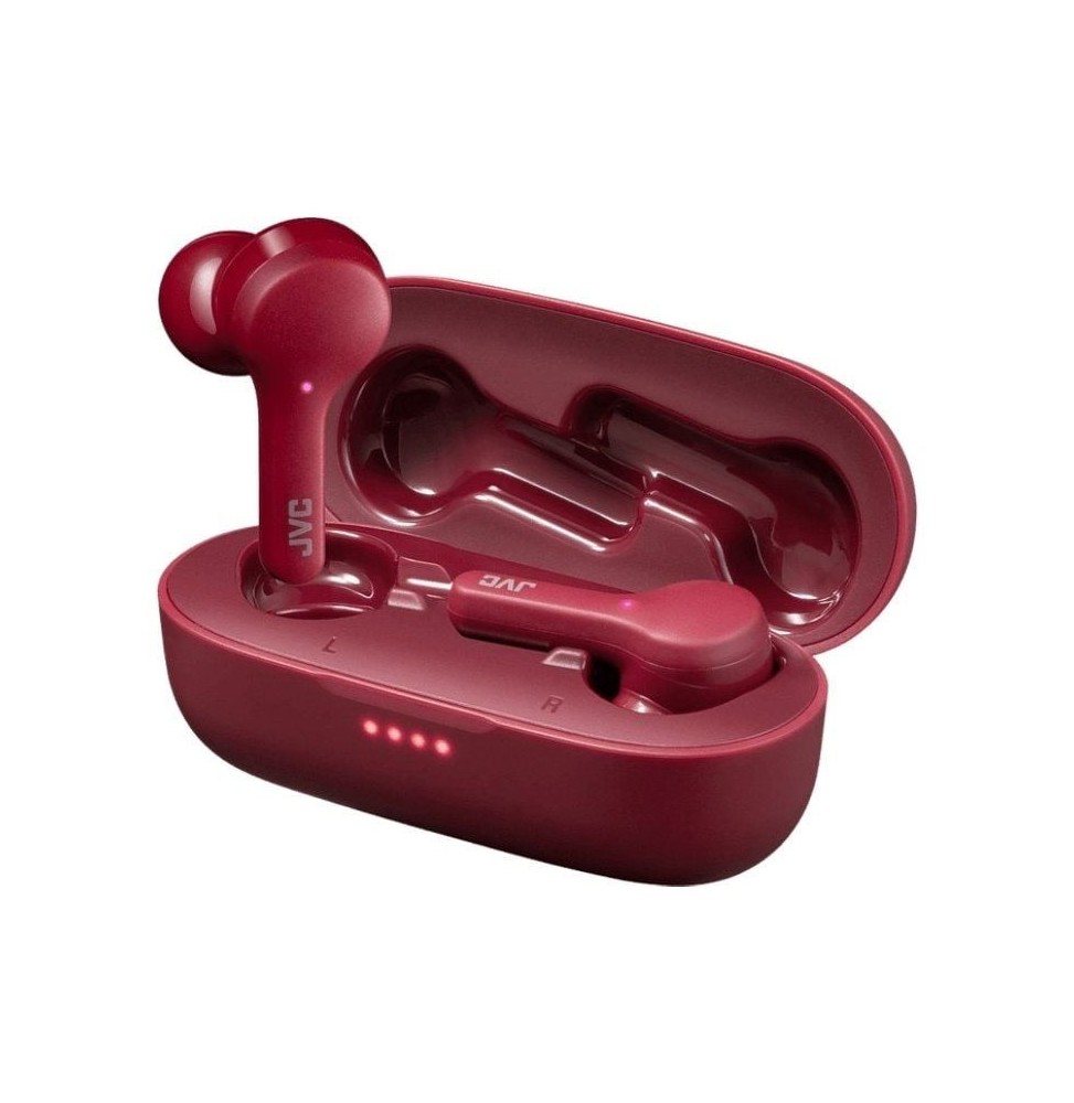 auriculares bluetooth jvc haa8t con estuche de carga autonomia 6h rojos