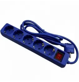 Regleta con Interruptor Phasak BN 0825 | 5 Tomas de Corriente | Cable 1.8m | Azul
