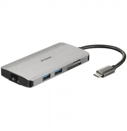docking usb tipoc dlink dubm810 3xusb 1xusb tipoc 1xthunderbolt 1xhdmi 1xrj45 1xlector tarjetas gris
