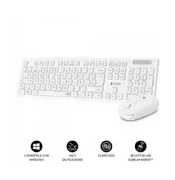 Teclado y ratón subblim combo business slim silencioso inalámbrico/ blanco