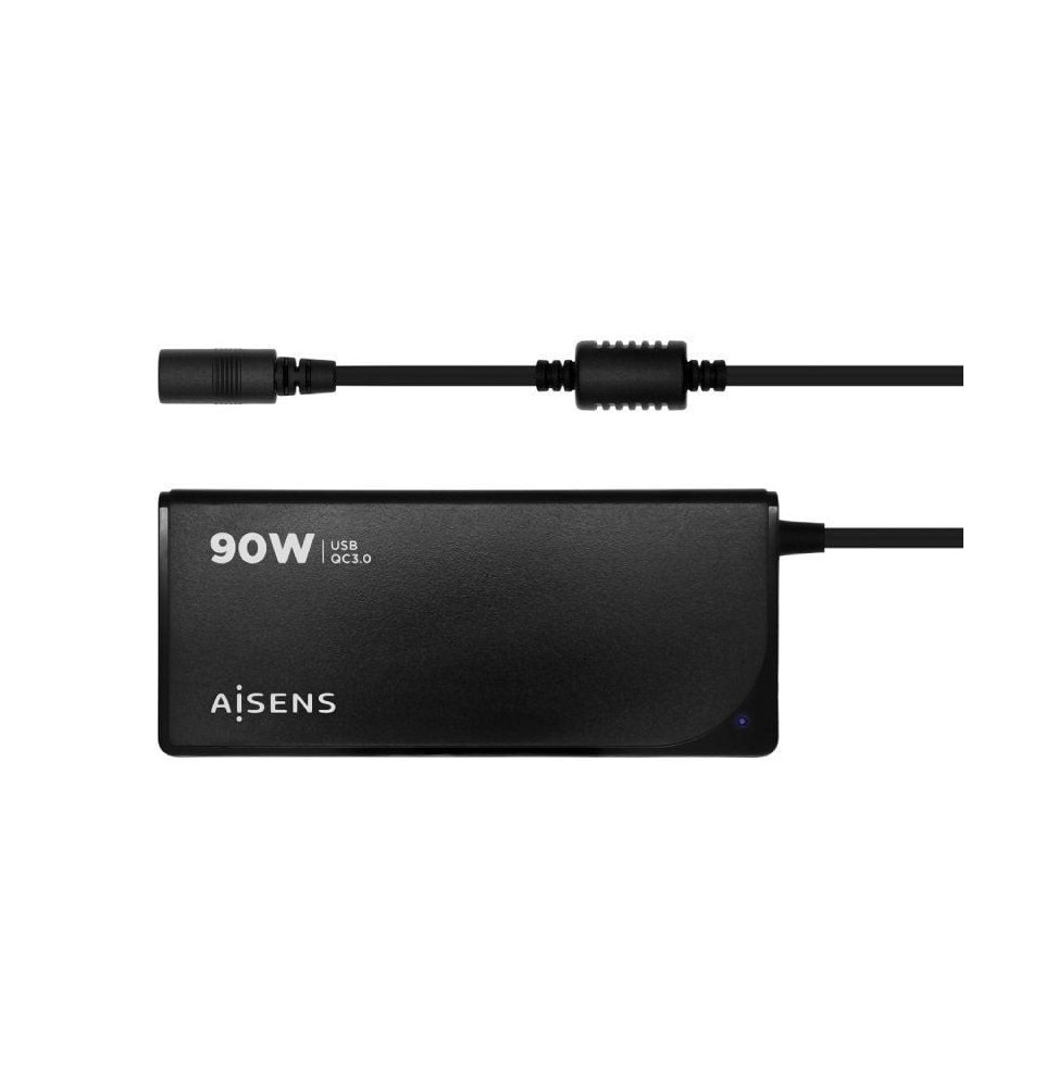 cargador de portatil aisens aslc90wautobk 90w automatico 12 conectores voltaje 1520v 1 usb qc30
