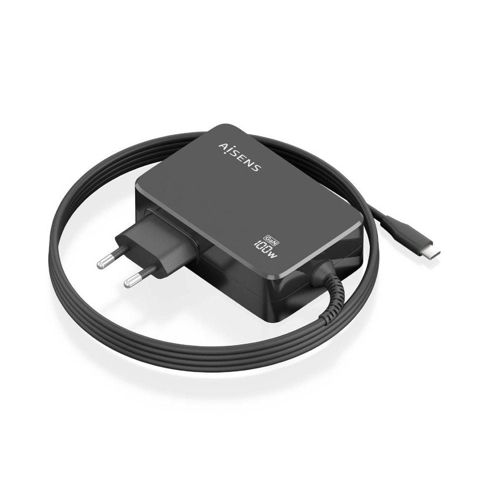 cargador de portatil gan aisens asch1pd100wl50bk usb tipoc 100w automatico voltaje 520v