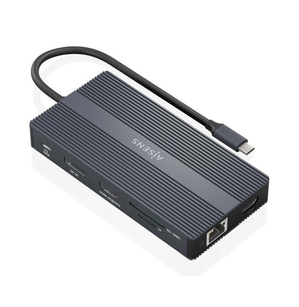 docking usb tipoc aisens asuc12p017gr 2xhdmi 4xusb 1xusb tipoc 1xrj45 1xdisplayport 1xlector tarjetas 1xusb tipoc pd