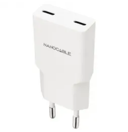 Cargador de pared nanocable 10.10.2029/ 2xusb tipo-c/ 30w/ blanco