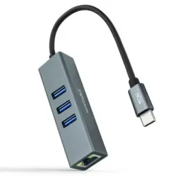 Comprar Hub USB TipoC Nanocable 10030408 3xUSB 1xRJ45 Gris