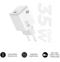 Cargador de Pared GaN Subblim 35W Charger USB C | 1xUSB Tipo-C | 35W