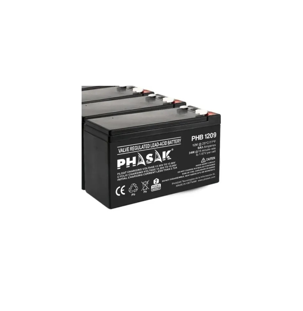 Batería phasak phb 1209 compatible con sai/ups phasak según especificaciones