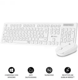 Teclado y ratón subblim combo business slim silencioso inalámbrico/ blanco