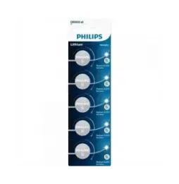 Pack de 5 pilas de botón philips cr2032p5/01b lithium/ 3v