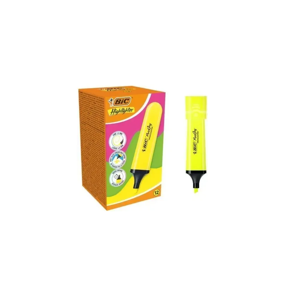 Comprar Caja de Marcadores Fluorescentes Bic Highlighter Flat Neon 12 