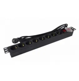 Regleta con Interruptor Phasak BNS 1520 | 8 Tomas de Corriente | Cable 3m | Negro