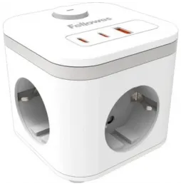 Regleta con Interruptor Fellowes | 3 Tomas de corriente | 1 USB - 2 USB Tipo-C | Cable 2m | Blanca