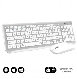Teclado y Ratón Inalámbrico Subblim Combo Dual Prestige Extendido | Blanco y Plata