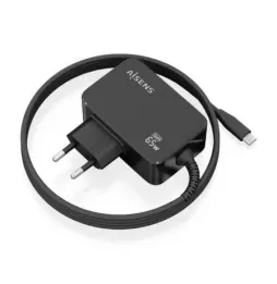 Cargador de Portátil GaN Aisens ASCH-1PD65WL033-BK | 1xUSB Tipo-C + Cable 1.8m | 65W | Automático | Voltaje 5-20V