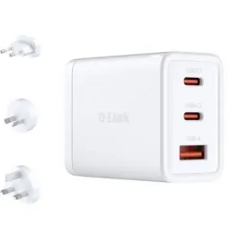 Cargador de pared gan d-link dcp-651/ 2xusb tipo-c/ 1xusb/ 65w