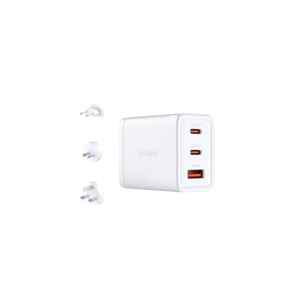 Cargador de pared gan d-link dcp-651/ 2xusb tipo-c/ 1xusb/ 65w