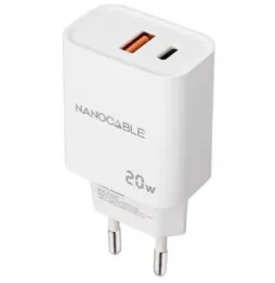 Comprar Cargador de Pared Nanocable 10102007 1xUSB 1xUSB TipoC 20W Bla