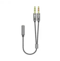 Cable estéreo aisens a128-0417/ jack 3.5 hembra - 2x jack 3.5 macho/ 25cm/ gris