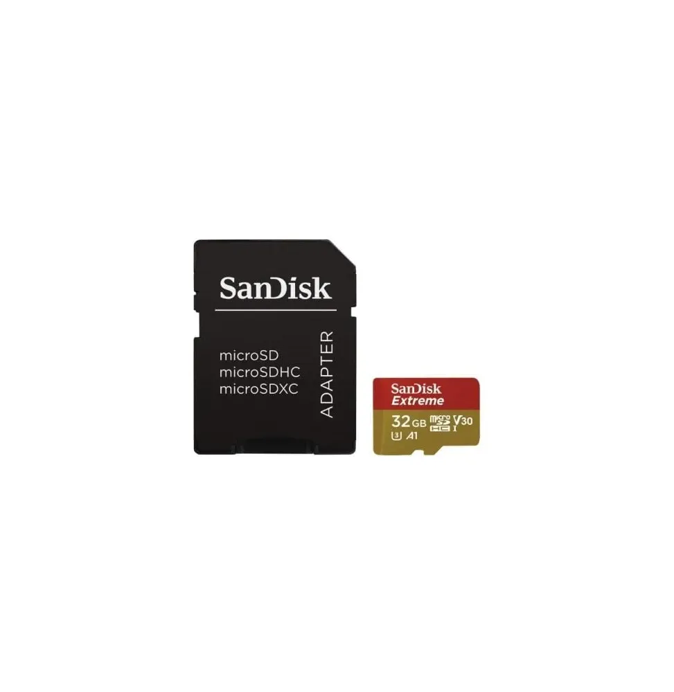 tarjeta de memoria sandisk extreme 32gb microsd hc uhsi con adaptador clase 10 100mbs tarjeta de memoria sandisk extreme 32gb microsd hc uhsi con adaptador clase 10 100mbs
