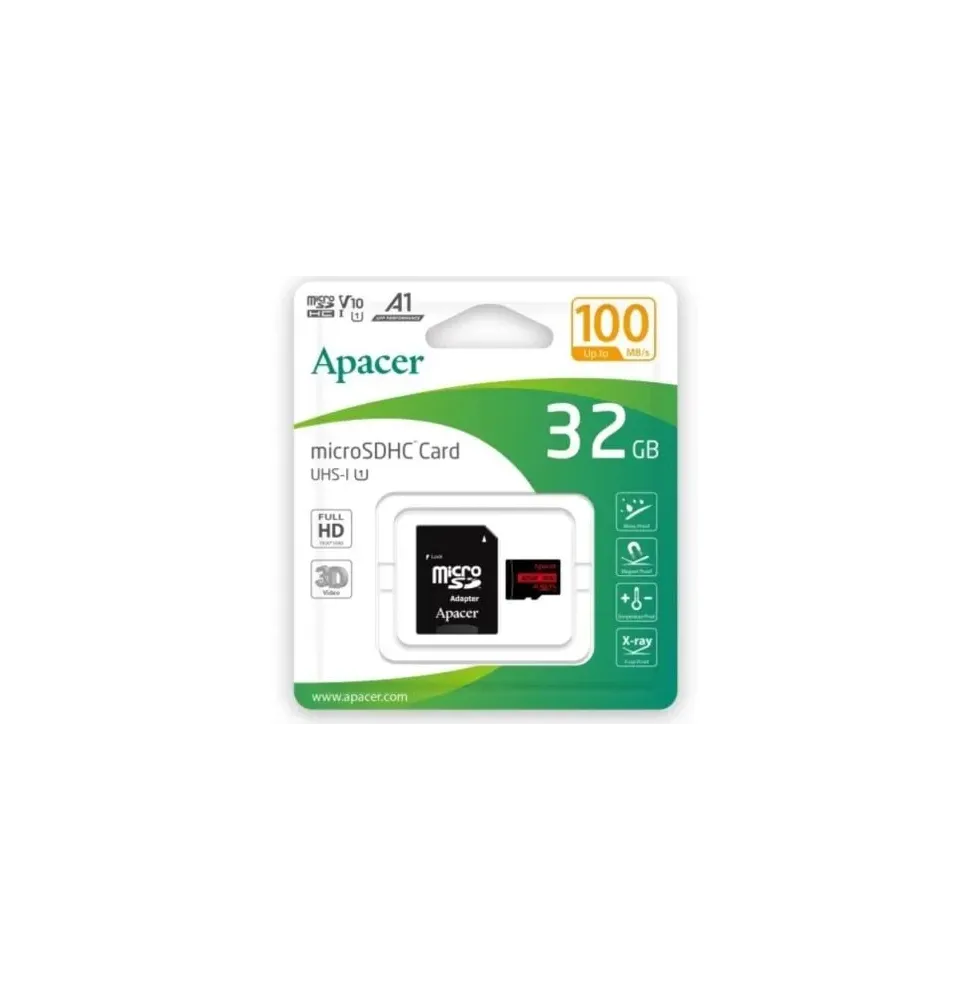 tarjeta de memoria apacer 32gb microsd hc uhs 1 con adaptador clase 10 100mbs tarjeta de memoria apacer 32gb microsd hc uhs 1 con adaptador clase 10 100mbs