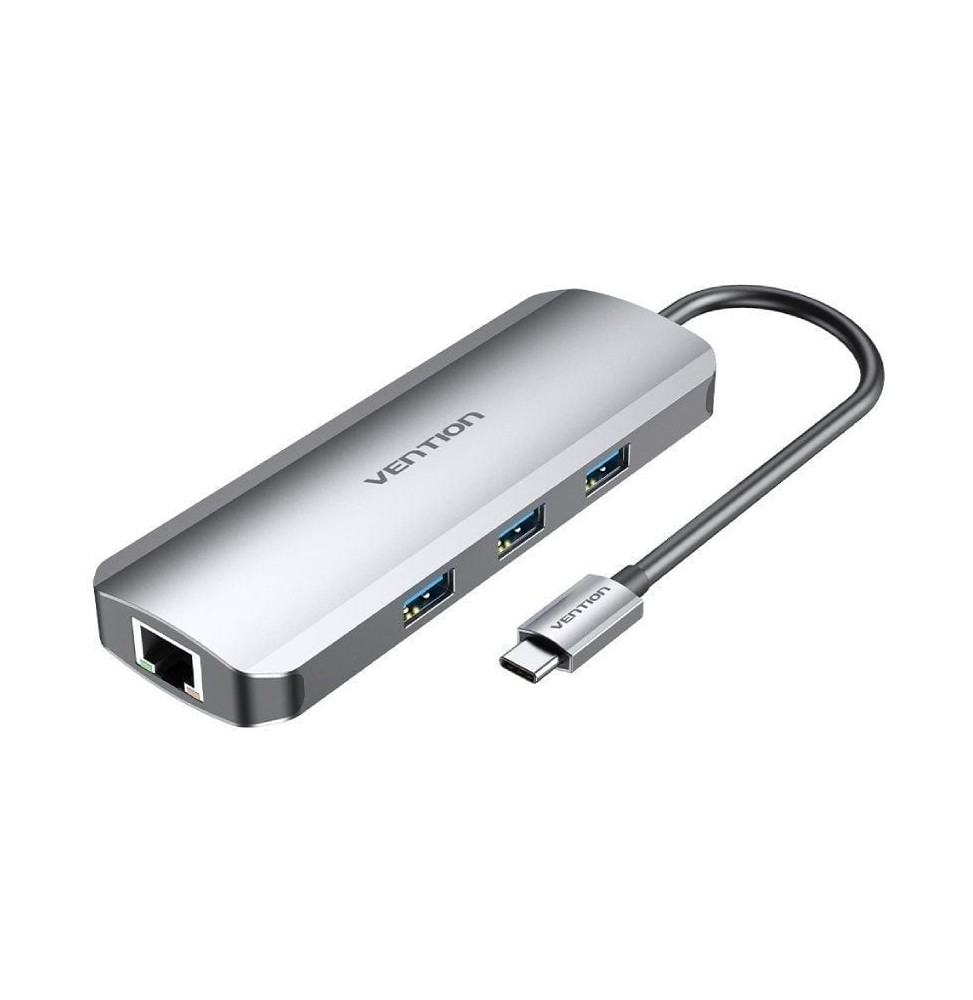 docking usb tipoc vention tolhb 1xhdmi 3xusb 1xusb tipoc pd 1xrj45 1xlector tarjetas sd 1x microsd jack 35 gris