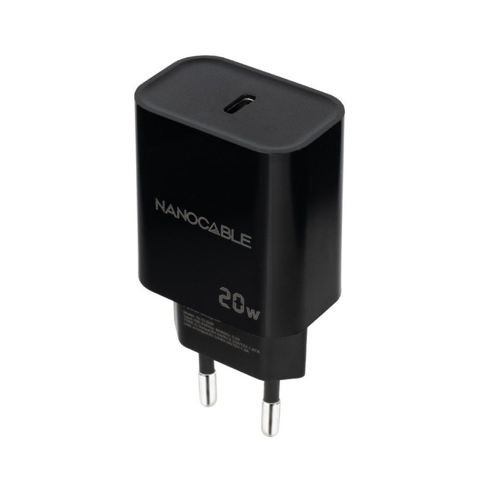 cargador de pared nanocable 10102006 1xusb tipoc 20w negro