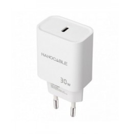 cargador de pared nanocable 10102009 1xusb tipoc 30w blanco
