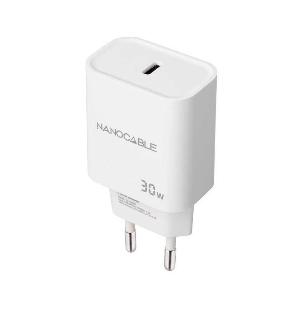 cargador de pared nanocable 10102009 1xusb tipoc 30w blanco