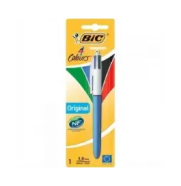 Caja de bolígrafos de tinta de aceite retráctil bic 4 colours original 802077/ 1 unidad/ 4 colores de tinta/ cuerpo color azul