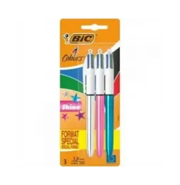 Bolígrafos de tinta de aceite retráctil bic 4 colors shine 9122751/ 3 unidades/ 4 colores de tinta/ cuerpo color brillante
