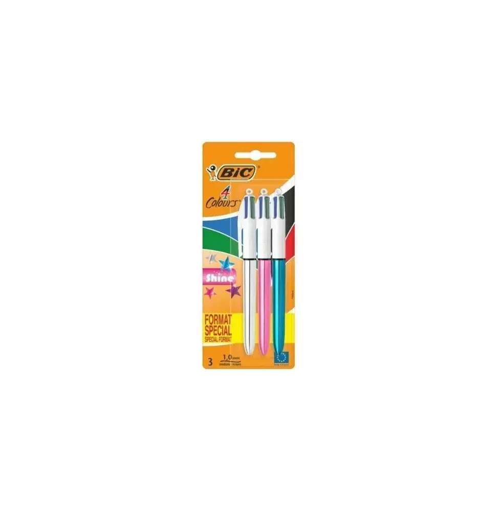Comprar Boligrafos de Tinta de Aceite Retractil Bic 4 Colors Shine 912