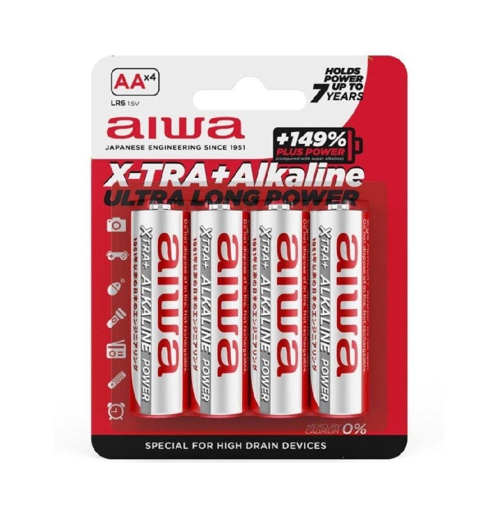 pack de 4 pilas aa aiwa xtra alcaline lr6 15v alcalinas