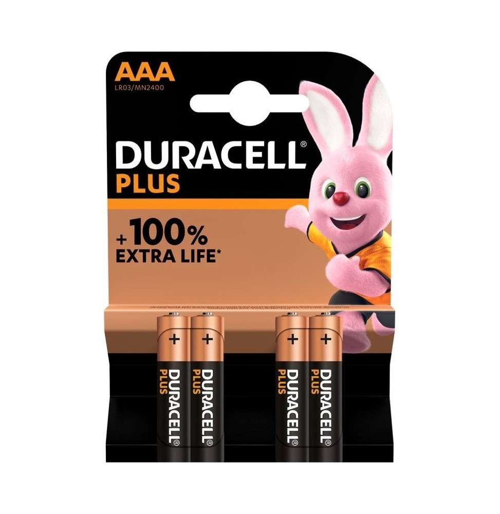 pack de 4 pilas aaa duracell plus mn2400 15v alcalinas