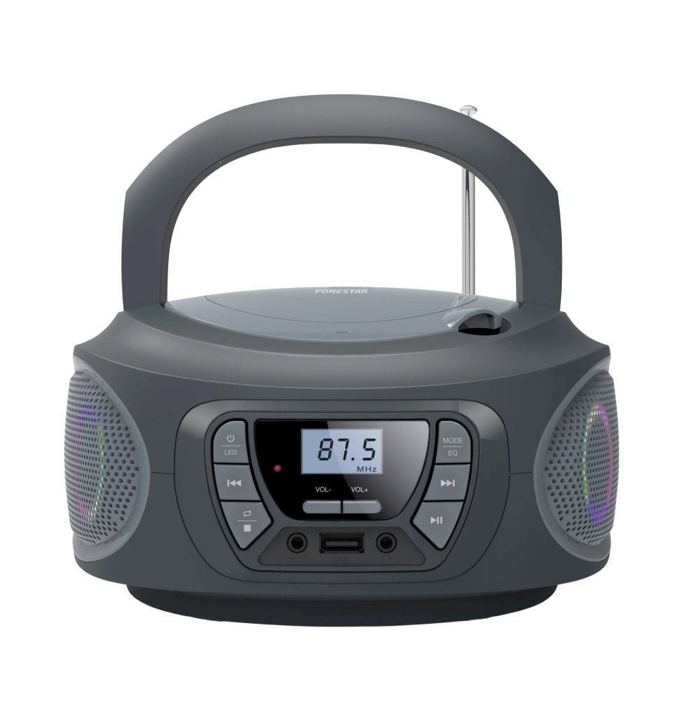radio cd fonestar boomoneg 13w con cable a pilas gris