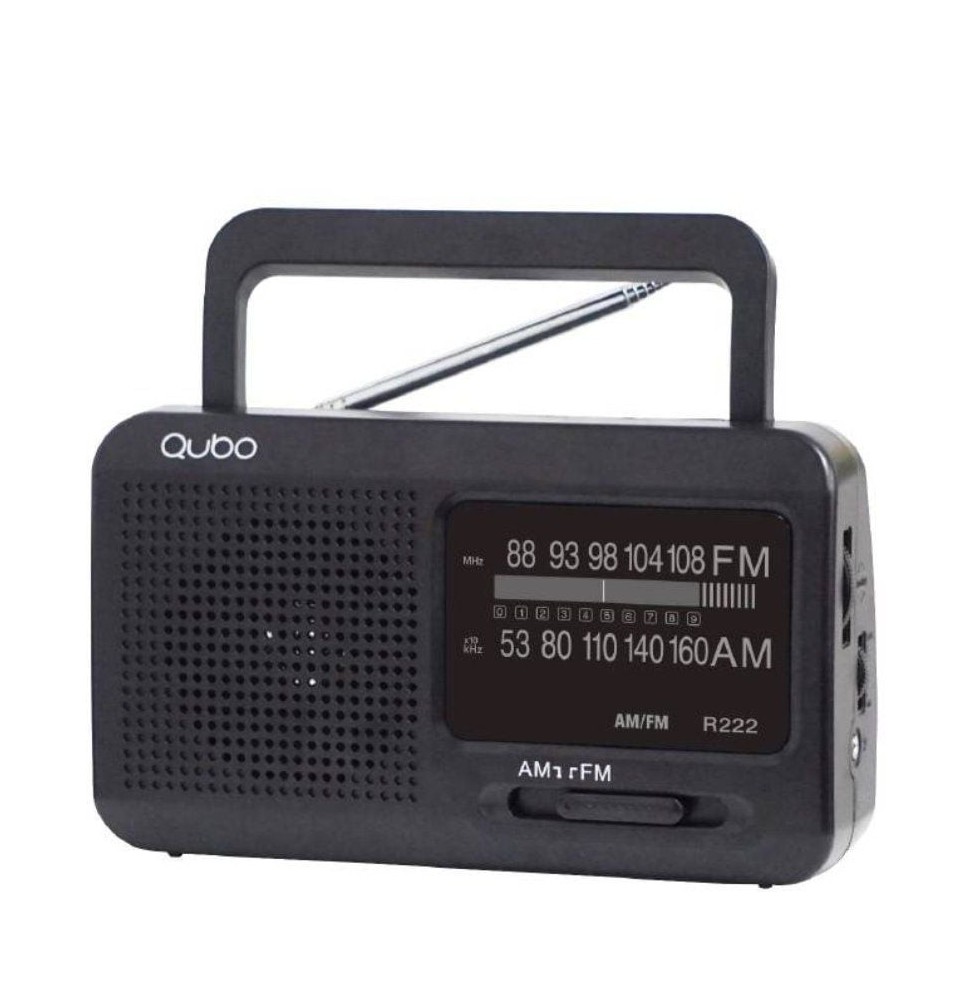 radio portatil qubo r222 con cable a pilas negra