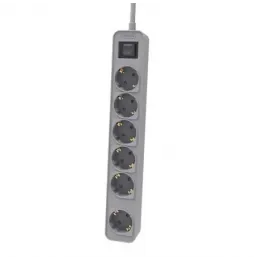Regleta con Interruptor Philips CHP2164G | 10 | 6 Tomas de corriente | Cable 1.5m | Gris