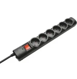 Regleta con interruptor Trust 21059 | 6 Tomas de corriente | Cable 1.8m | Negra