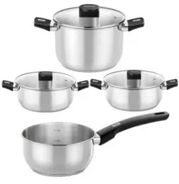 Pack Batería de Cocina Elite Monix M240001 | Cazo Ø14cm | Ollas Ø24cm | Cacerolas Ø20 - 24cm | Acero Inoxidable | Apta para Indu