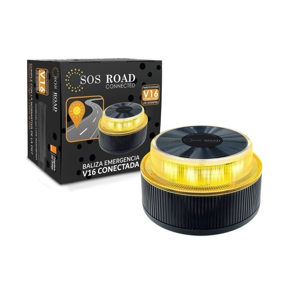 luz baliza de emergencia para coche sos road connected el2024 v16 homologada base imantada geolocalizable funciona a pilas