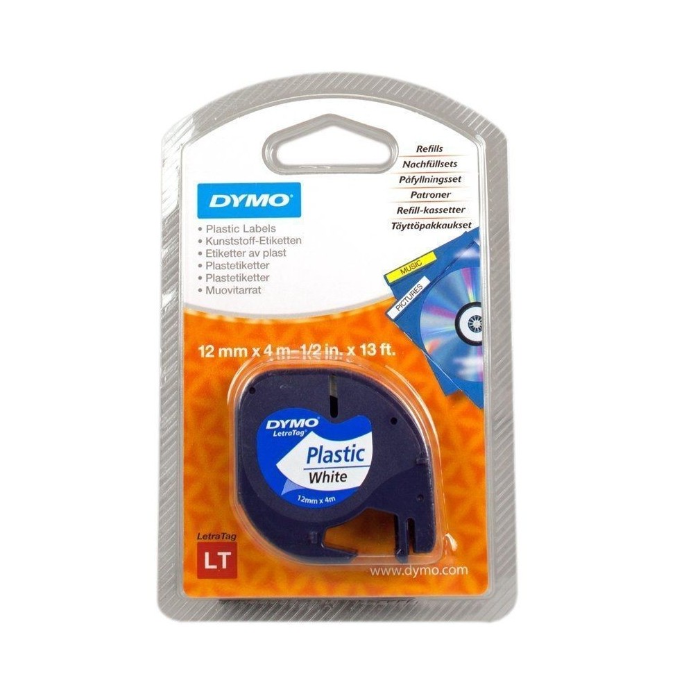 cinta rotuladora adhesiva de plastico dymo 91221 para letratag 12mm x 4m negrablanca cinta rotuladora adhesiva de plastico dymo 91221 para letratag 12mm x 4m negrablanca