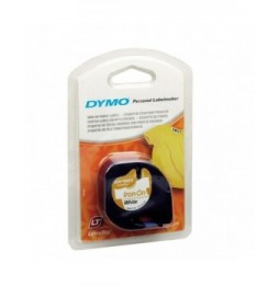 cinta rotuladora adhesiva de plastico dymo 18769 para letratag 12mm x 2m negrablanca