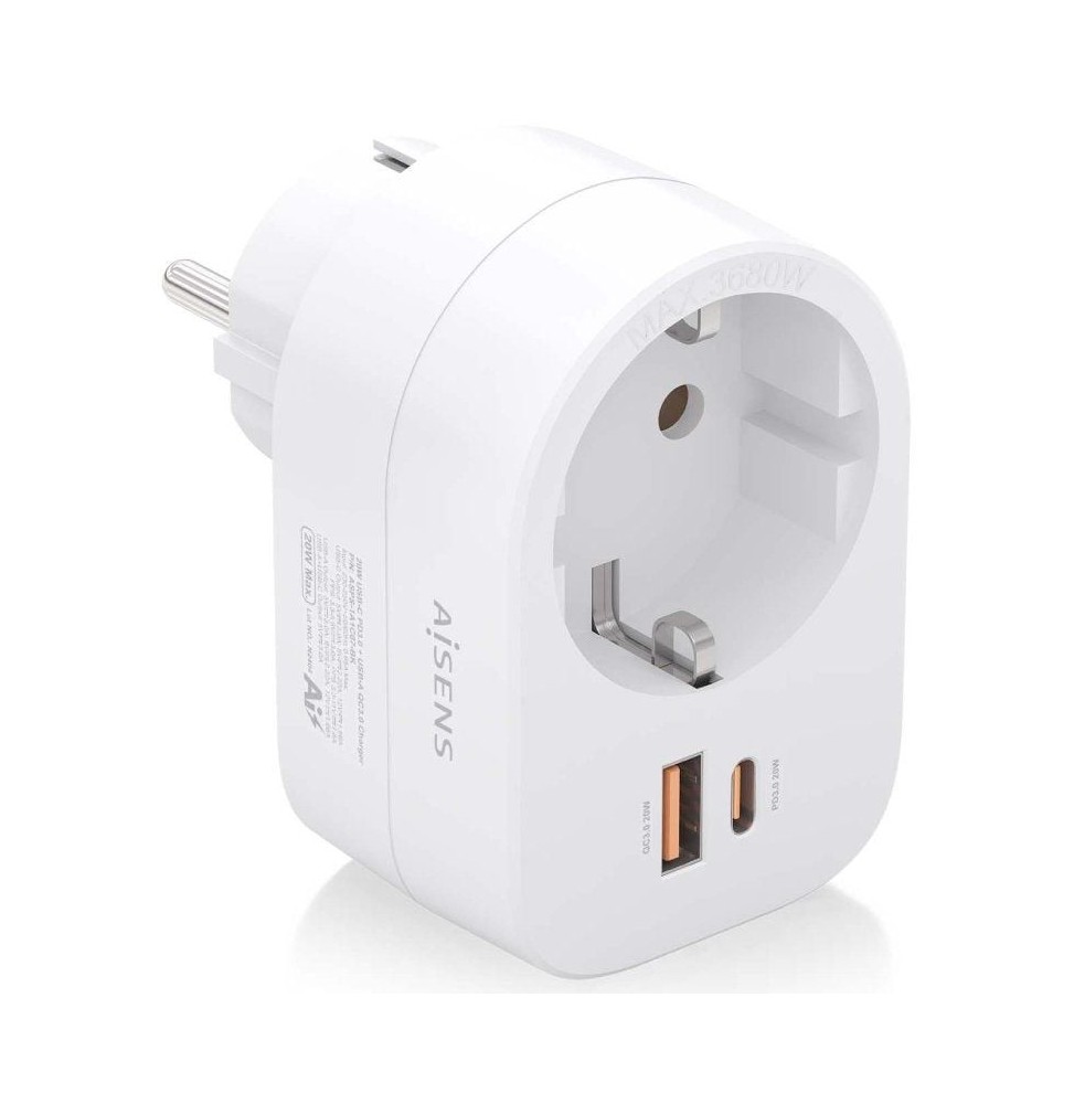 enchufe aisens asps1a1c06w 1 toma de corriente 1 usb tipoc pd 1 usb blanco