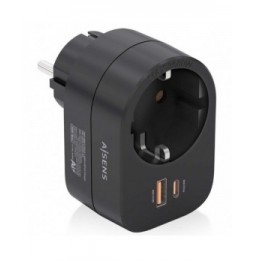 enchufe aisens asps1a1c07bk 1 toma de corriente 1 usb tipoc pd 1 usb negro