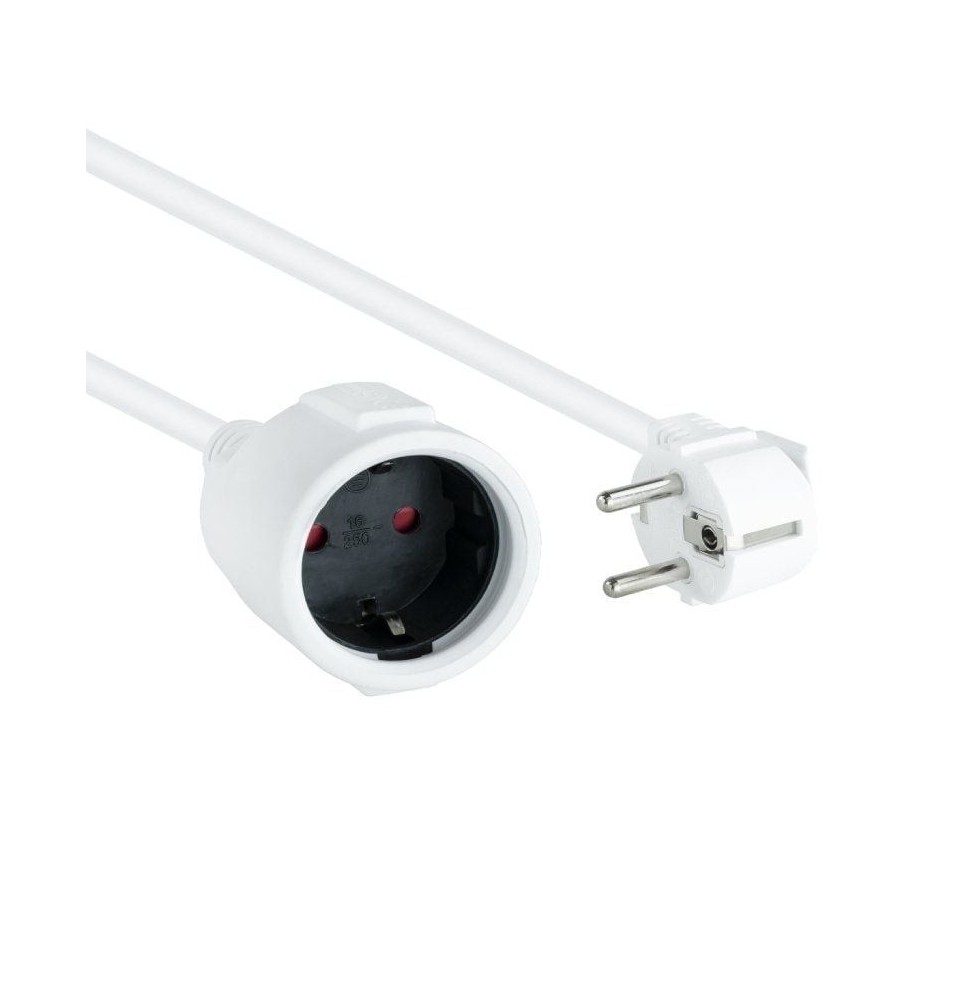 cable alargador de corriente nanocable 10220602w schuko hembra schuko macho 2m blanco
